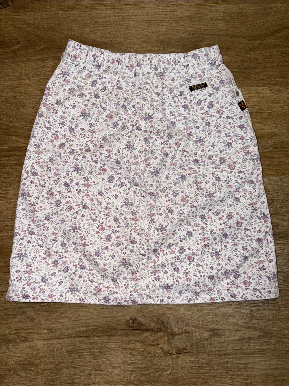 Vintage Sasson Floral Mini High Waisted Pinwale Corduroy Skirt